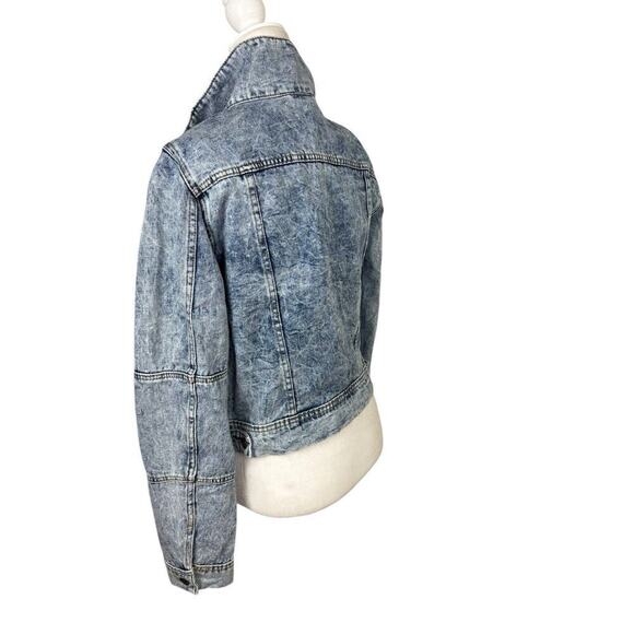 Free People Jacket Womens Size S Indigo Blue Rumors Denim Distressed Cropped New - Picture 4 of 11